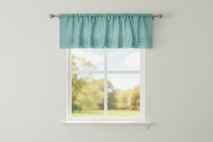 Faux Burlap Window Valance 58" Wide with Pleated Ruffles - Aqua