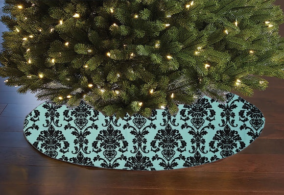 Poplin Damask Floral Tree Skirt Christmas Decoration 58