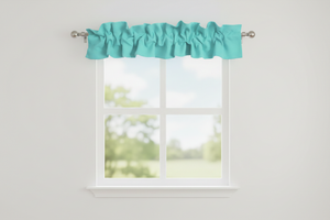 Solid Poplin Curtain Valance Sleeve Topper - Aqua