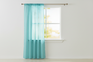 Sheer Tinted Organza Solid Single Curtain Panel 58 Inch Wide - Aqua