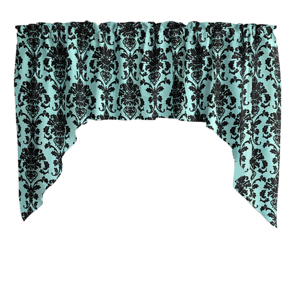 Poplin Damask Floral Swag Window Valance 58