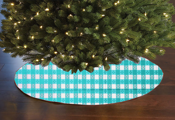 Poplin Tavern Gingham Checkered Floral Tree Skirt Christmas Decoration 58