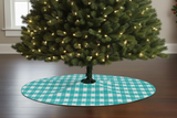 Poplin Tavern Gingham Checkered Floral Tree Skirt Christmas Decoration 58" Round Skirt