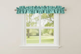 Faux Burlap Texture Curtain Sleeve Topper Window Treatment with Bottom and Top Ruffle