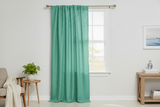 Faux Burlap Texture Polyester Solid Single Curtain Panel 58 Inch Wide - Aqua