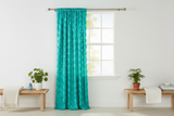 Satin Rosette 3D Pop up Flower Single Curtain Panel 54 Inch Wide - Aqua