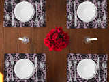 Poplin Damask Floral Dinner Table Placemats Holiday Home Decoration 13" x 19" (Pack of 4)