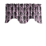 Poplin Damask Floral Scalloped Wave Window Valance 58" Wide / 20" Tall