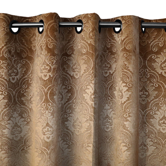 Grommet Curtain Velvet Embossed Victorian Damask Curtain Panel 54 Inch Wide