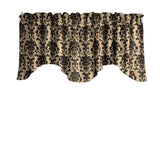 Poplin Damask Floral Scalloped Wave Window Valance 58" Wide / 20" Tall