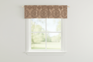 Flocked Damask Window Valance 58" Wide - Beige Beige