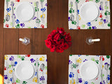 Animal Paw Prints Cotton Dinner Table Placemats Holiday Home Decoration 13" x 19" (Pack of 4)