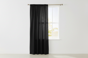 Shiny Satin Solid Single Curtain Panel Drapery 58 Inch Wide - Black