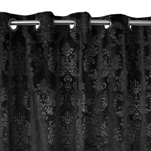 Grommet Curtain Velvet Embossed Damask Curtain Panel 54 Inch Wide