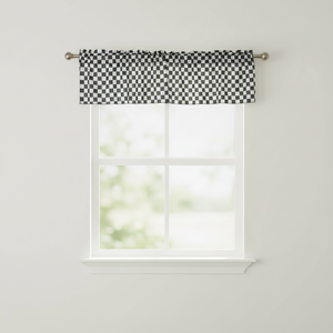 Cotton Window Valance Checkered Print 58" Wide Racecar 1 Inch Checkerboard - Black and White