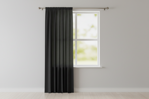 Solid Poplin Window Curtain or Photography Backdrop 58" Wide - Black