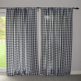 Poplin Gingham Checkered Window Curtain 56 Inch Wide Black and White
