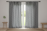 Poplin Gingham Checkered Window Curtain 56 Inch Wide - Black and White