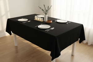 Polyester Poplin Gaberdine Durable Tablecloth Solid - Black