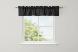 Faux Silk Dupioni Window Valance 56 Inch Wide - Black