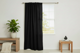 Faux Burlap Texture Polyester Solid Single Curtain Panel 58 Inch Wide - Black