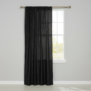 Crinkle Taffeta Crushed Pattern Single Curtain Panel 54 Inch Wide - Black