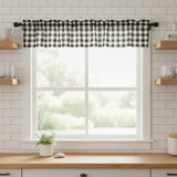 Cotton Gingham Checkered Window Valance 58" Wide - Black