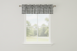 Cotton Gingham Checkered Window Valance 58" Wide - Black