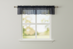 Sheer Organza Window Valance 58" Wide - Solid Black