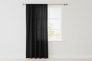Faux Silk Solid Dupioni Window Curtain 56 Inch Wide - Black