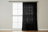 Flocking Damask Taffeta Window Curtain 56 Inch Wide - Black on Black