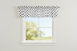 Cotton Window Valance Polka Dots Print 58 Inch Wide - Black on White