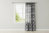 Flocking Damask Taffeta Window Curtain 56 Inch Wide - Black on White