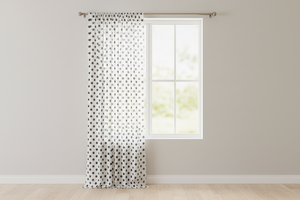 Cotton Curtain Polka Dots Print 58 Inch Wide - Black on White