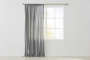 Cotton Curtain Stripe Print 58 Inch Wide / 1 Inch Stripe - Black and White