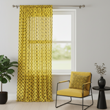 Cotton Curtain Polka Dots Print 58 Inch Wide - Black on Yellow