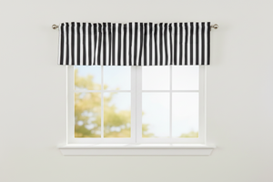 Cotton Window Valance Stripe Print 58 Inch Wide / 1 Inch Stripe - Black and White