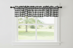 Cotton Gingham Checkered Window Valance 58" Wide - Black