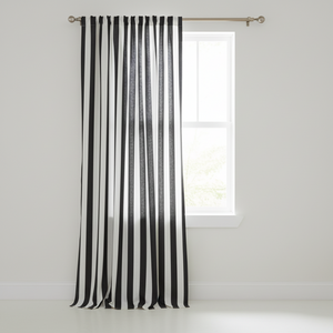Cotton Curtain Stripe Print 58 Inch Wide / 2 Inch Stripe - Black and White