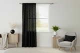 Satin Rosette 3D Pop up Flower Single Curtain Panel 54 Inch Wide - Black