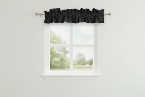 Solid Poplin Curtain Valance Sleeve Topper - Black