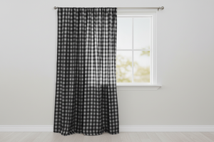 Cotton Gingham Checkered Curtain 58 Inch Wide - Black