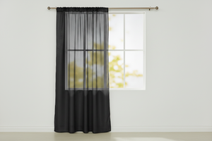 Sheer Tinted Organza Solid Single Curtain Panel 58 Inch Wide - Black