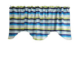 Poplin Multi Stripe Print Scalloped Wave Window Valance 58" Wide / 20" Tall