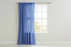 Cotton Curtain Floral Print Botanic Flower Pattern 58 Inch Wide - Blue