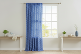 Cotton Curtain Floral Print Botanic Flower Pattern 58 Inch Wide - Blue