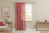 Cotton Curtain Floral Print Botanic Flower Pattern 58 Inch Wide - Red
