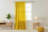 Satin Rosette 3D Pop up Flower Single Curtain Panel 54 Inch Wide - Bright Yellow
