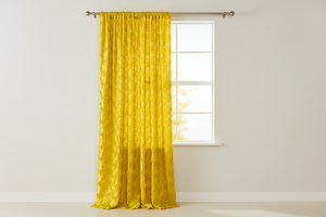 Satin Rosette 3D Pop up Flower Single Curtain Panel 54 Inch Wide - Bright Yellow