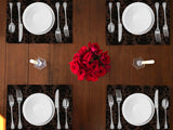Poplin Damask Floral Dinner Table Placemats Holiday Home Decoration 13" x 19" (Pack of 4)